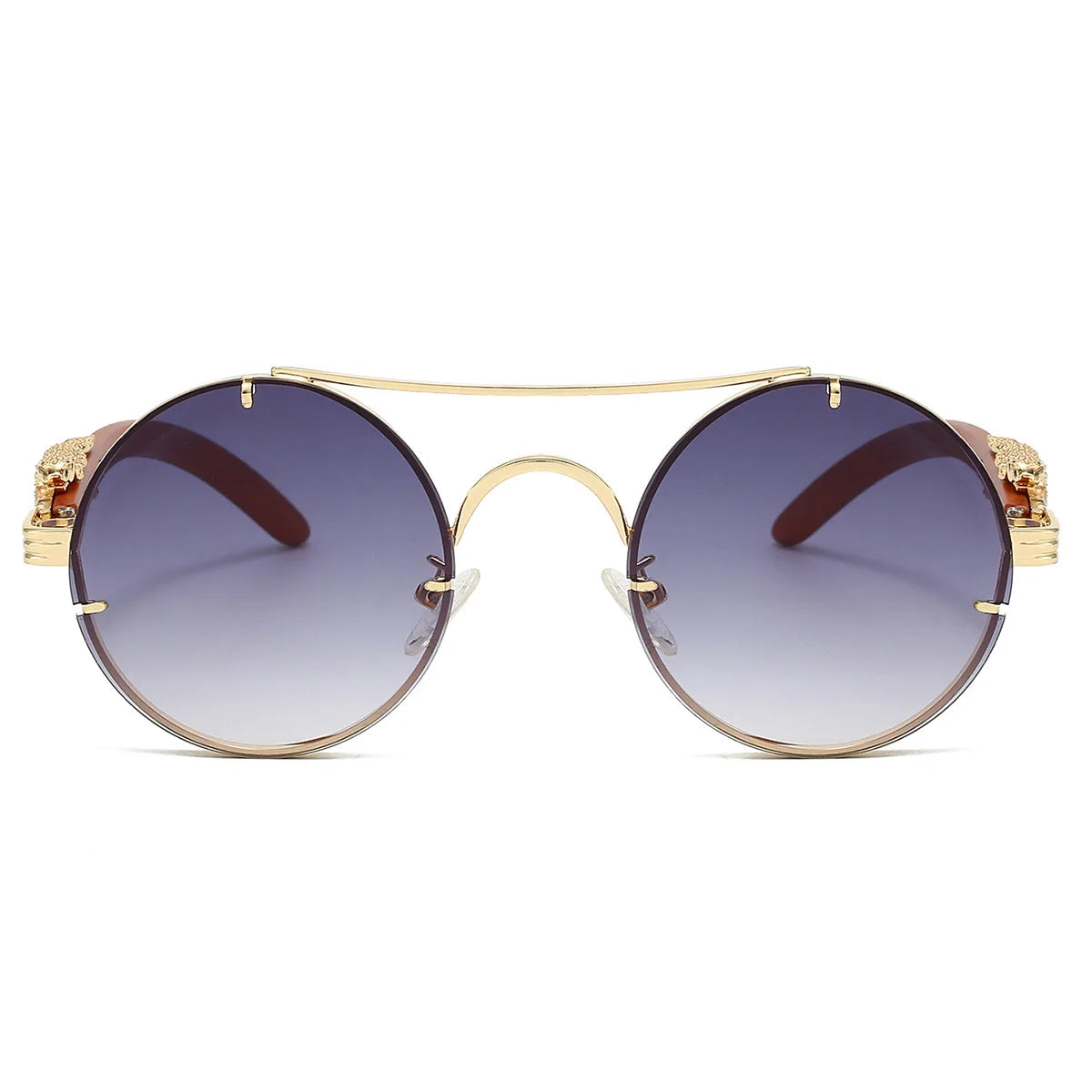 Round Retro Cape Sunglasses Double Bridge