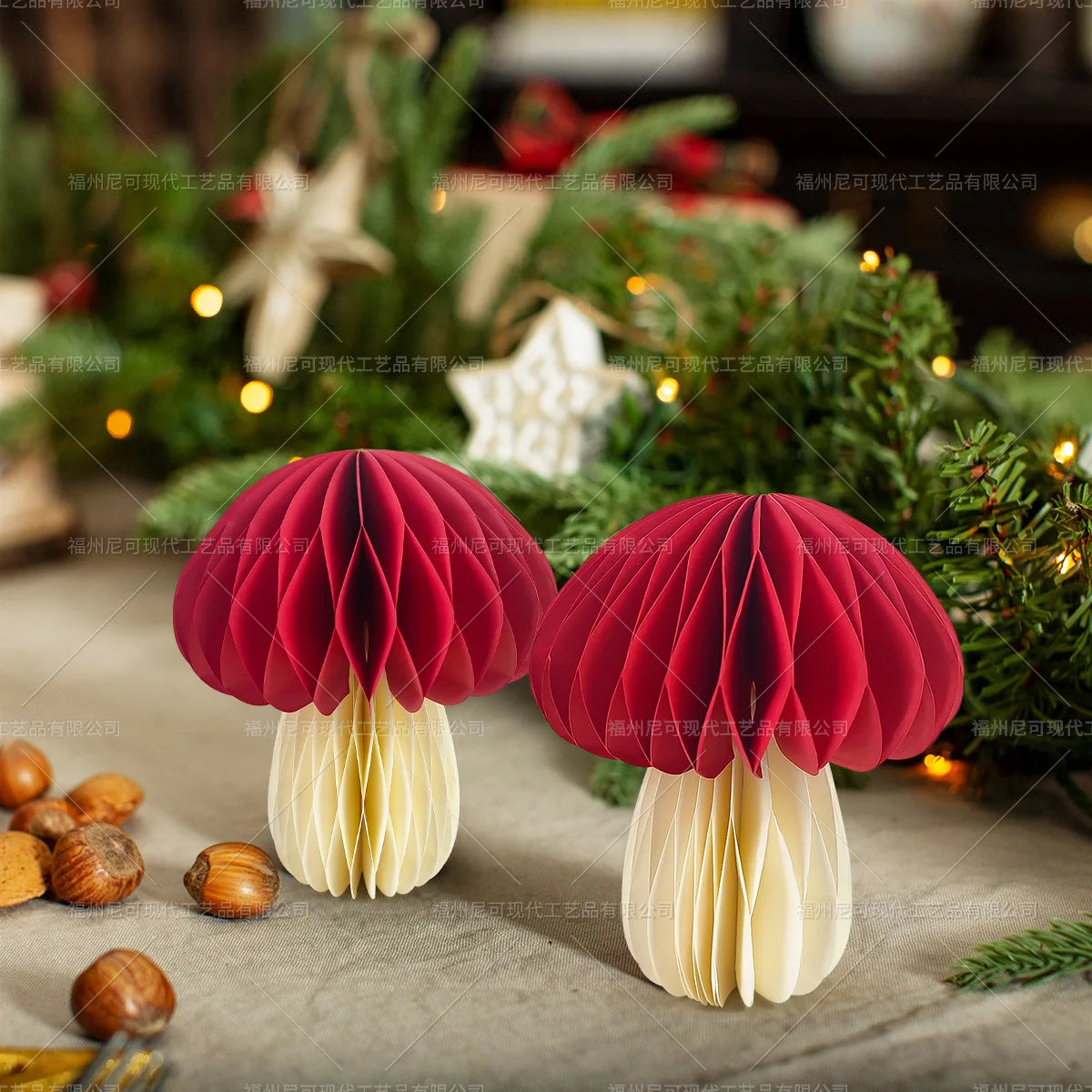 Mushroom Honeycomb Hanging Ornaments Woodland Mushroom Paper Decoration