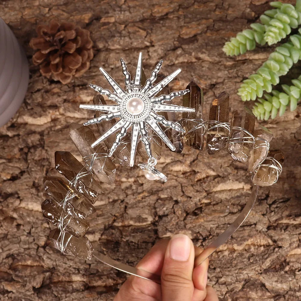The Sun Goddess Raw Crystal Crown