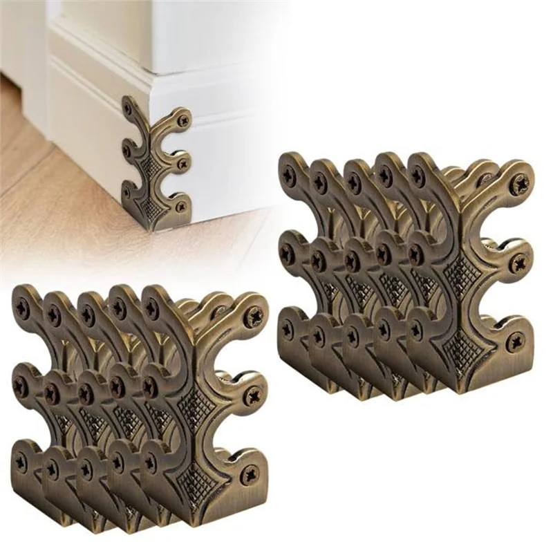 10PC Skiffers Baseboard Corner Protectors Solid Brass Skirting Board Corner Protectors