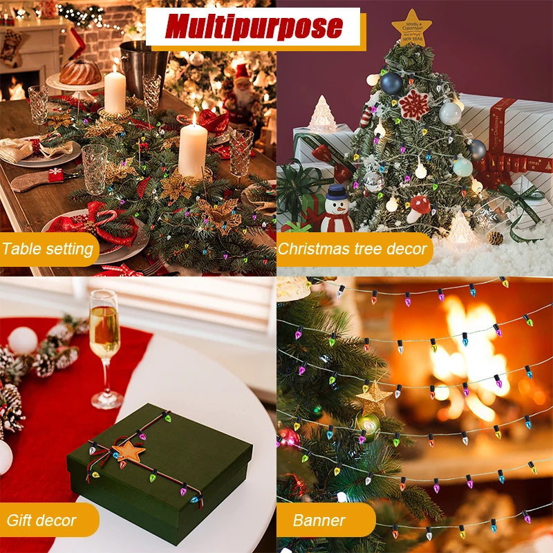 5M/roll Colourful Christmas Light Bulbs String Garland Christmas Decorations Xmas Tree Ornaments DIY Craft