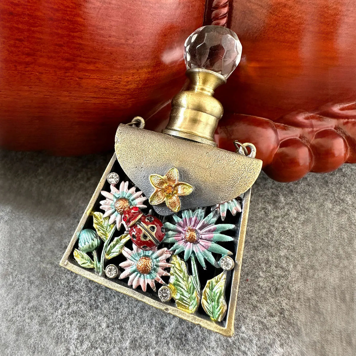 Lady Beetle Enamel Perfume Bottle