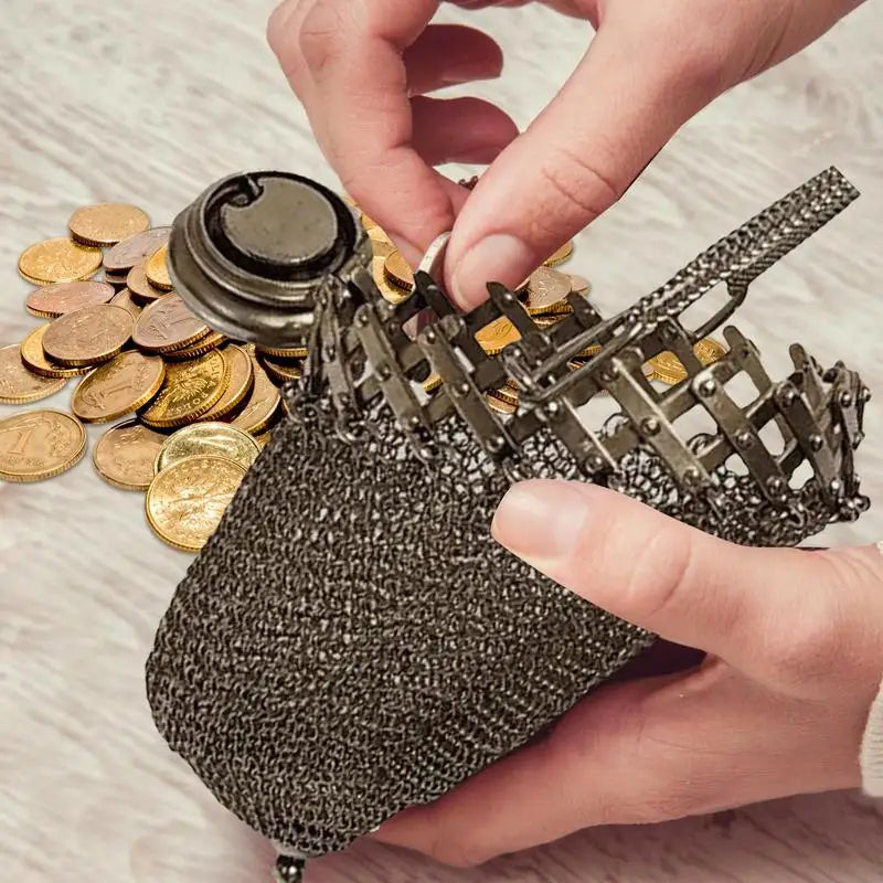Handmade Victorian Silver Twist Lid Gate Mesh Coin Purse
