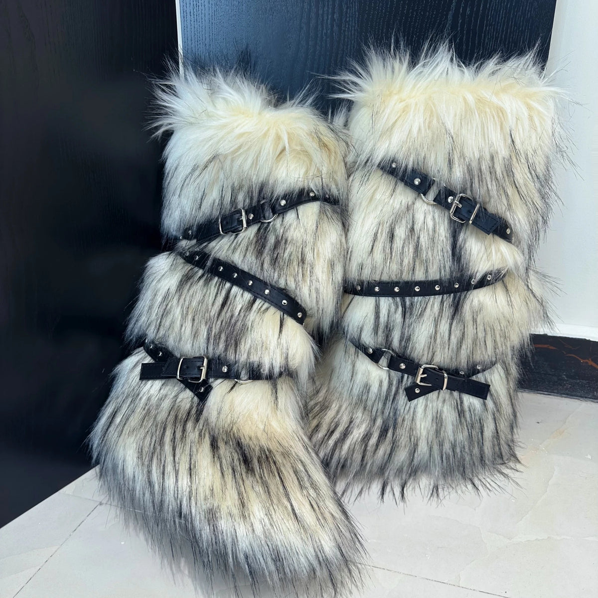 Winter Faux Fur Snow Boots Y2K Punk Rave Furry Shoes
