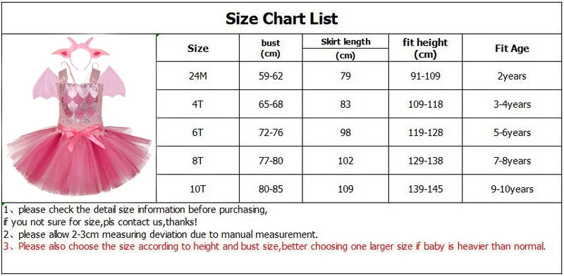 Girls Pink Dragon Halloween Costume with Ears and Tail