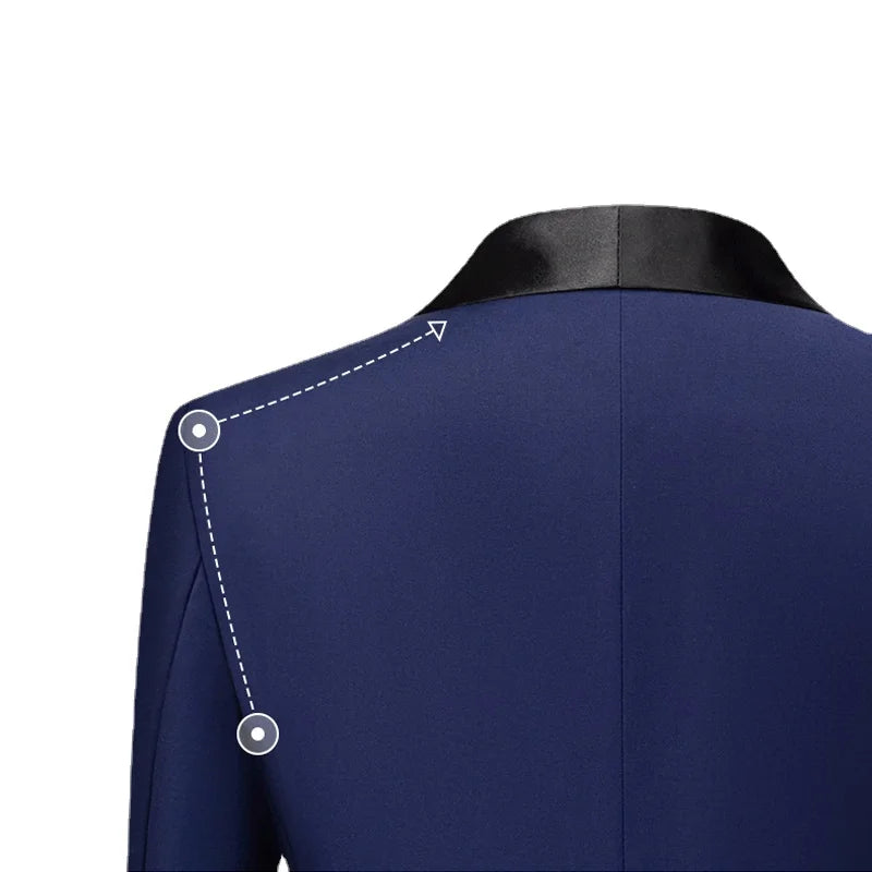 Mens Tuxedo Three Piece Suit Blazer with Trousers and Vest