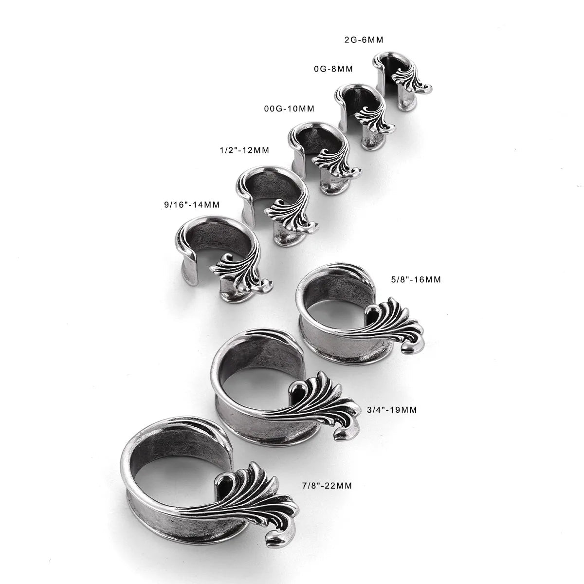 2PCS Ocean Wave Scroll Ear Tunnels Plugs Gauges Stretchers Expander Body Piercing Jewellery Ear Stretching Gauges