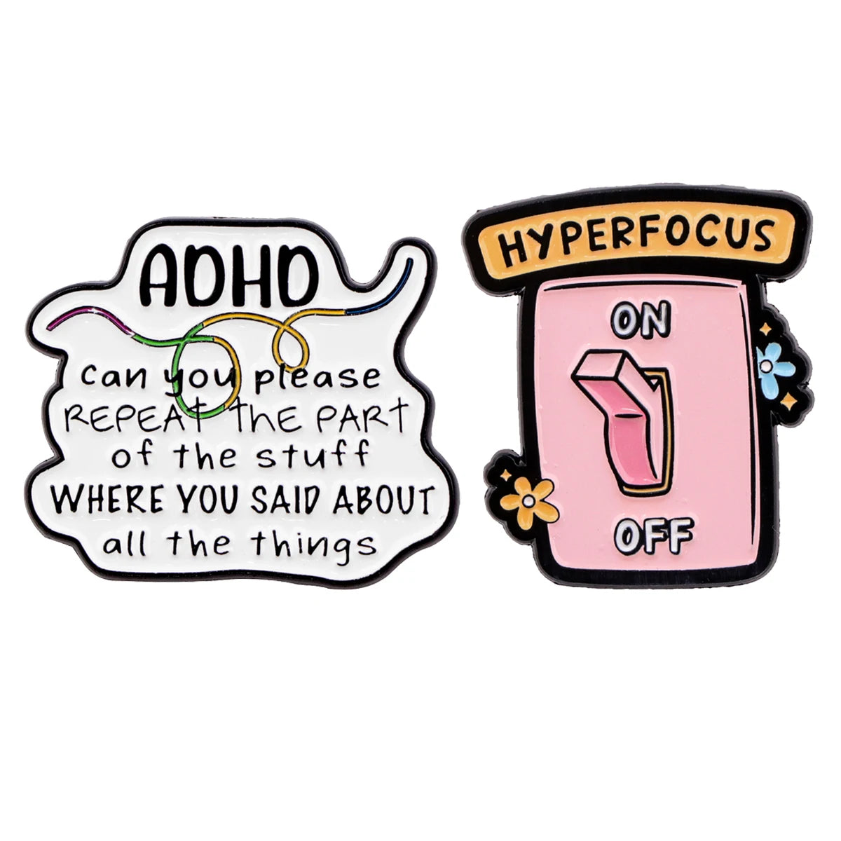 "On/Off Switch" Enamel Pin ADHD Awareness Lapel Pins Badge