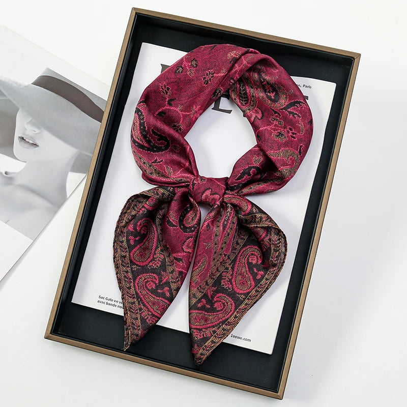 Paisley Print Scarf Square Bandana Neckerchief Hair Ribbon Headband Hair Accessories