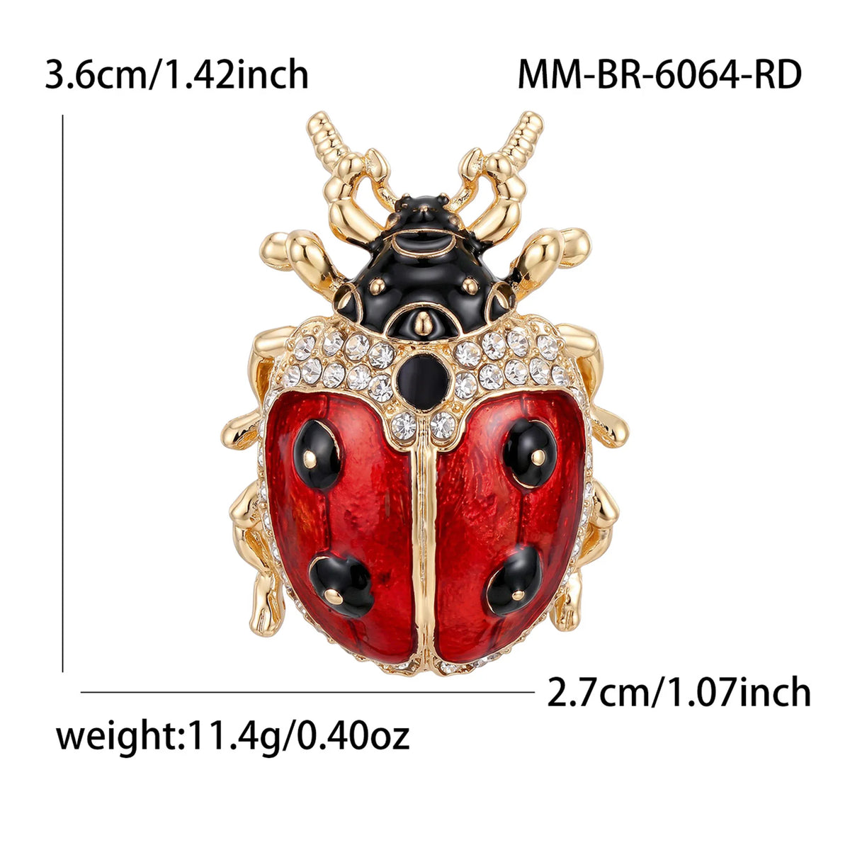 Enamel and Rhinestone Ladybird Brooches