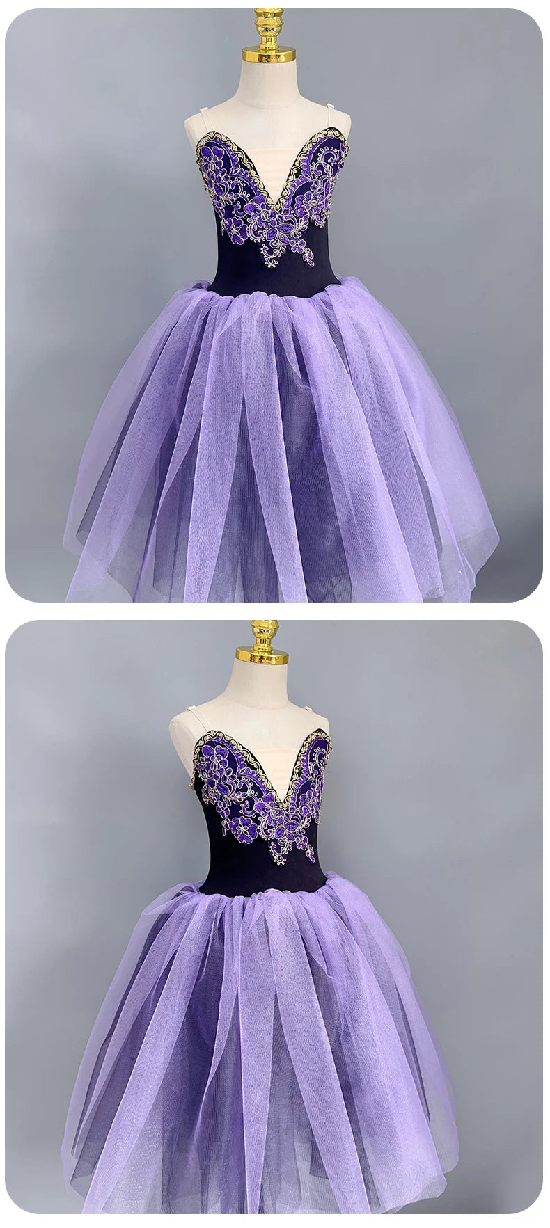 Perfect Purple Velvet Top Ballet Tutu Dress Professional Dance Performance Long Dress