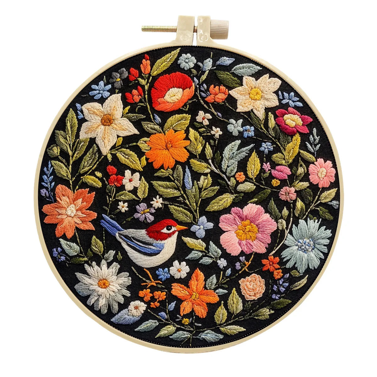 Spring Garden Embroidery Kit with Flower And Bird Pattern DIY Crafts