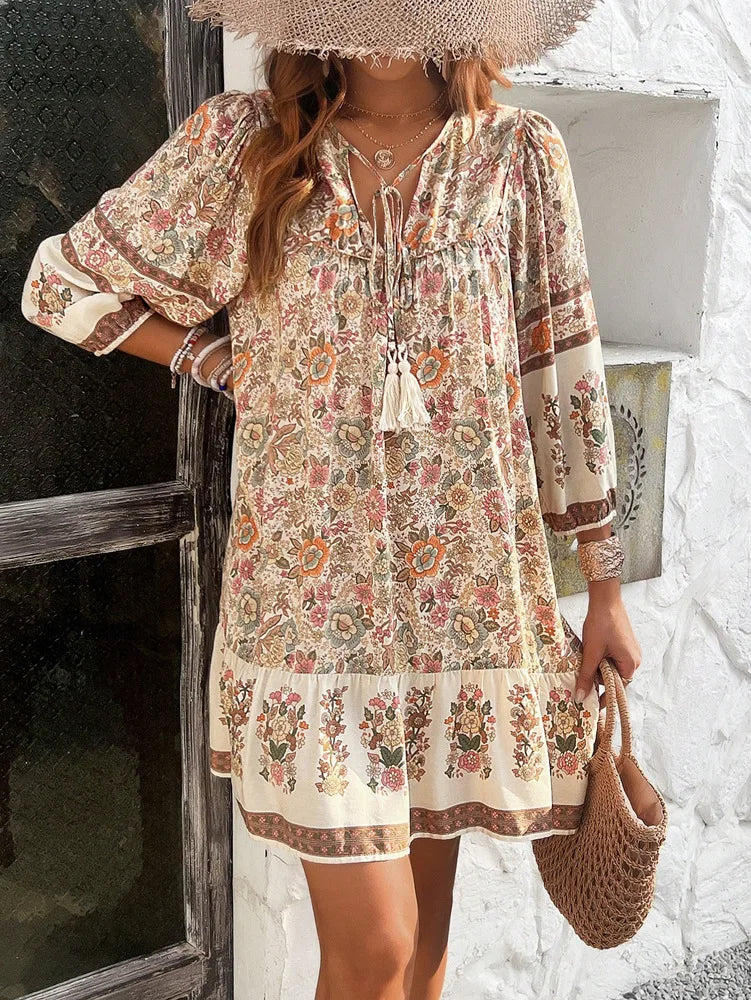 Angie's Boho Long Sleeve Short Dress