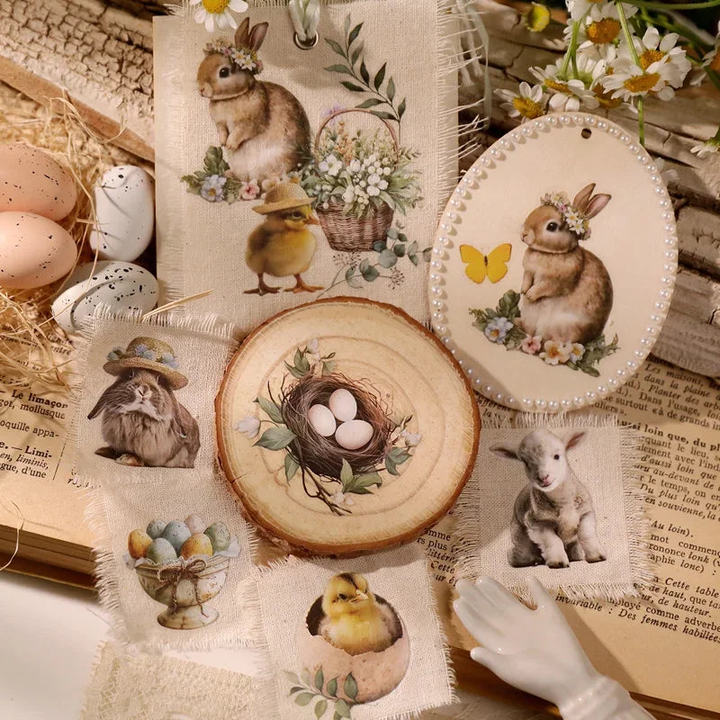 2 Sheet Easter RUB ON Transfer Stickers Cute Bunny Egg Flower Stickers DIY Scrapbooking Craft