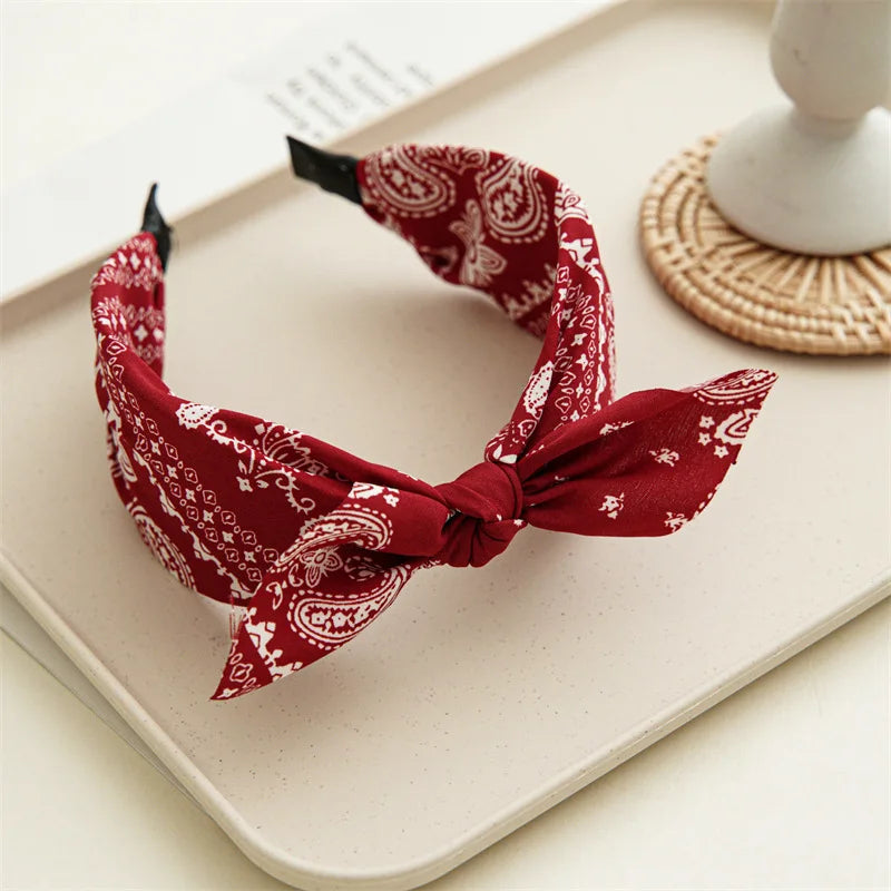 Paisley Bandana Top Knot Bow Headbands