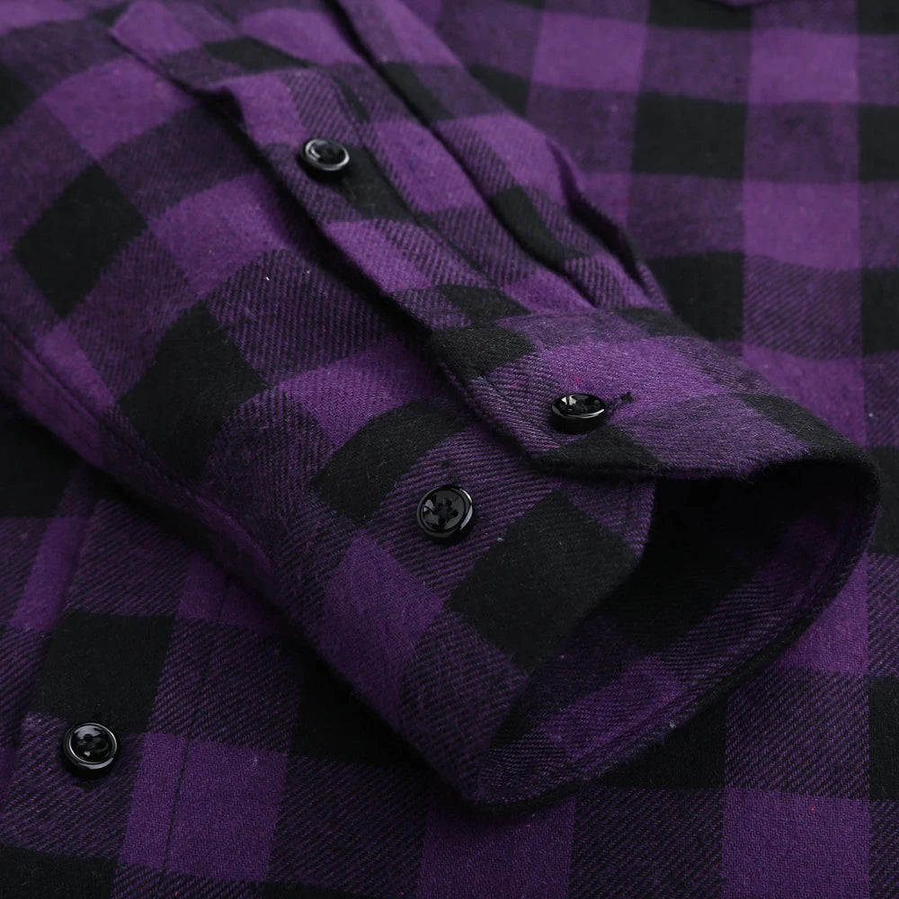 Woodsman Slim-fit Brushed Flannel Plaid Shirts 13 Colours
