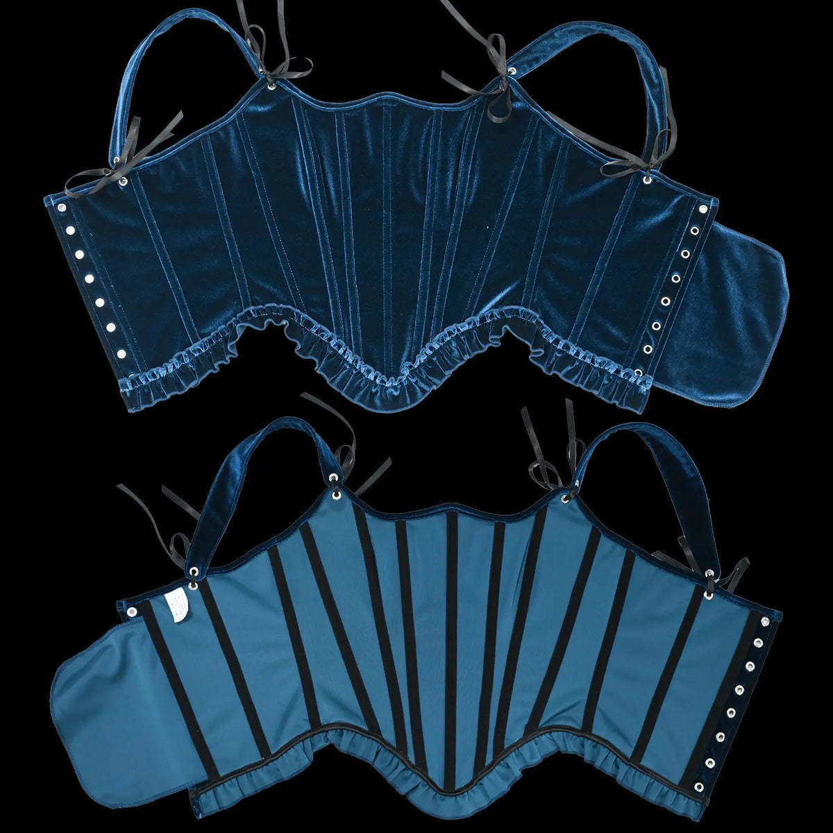 Delphine's Velvet Corset Over Bust Lace Up Boned Bodice 4 Colours