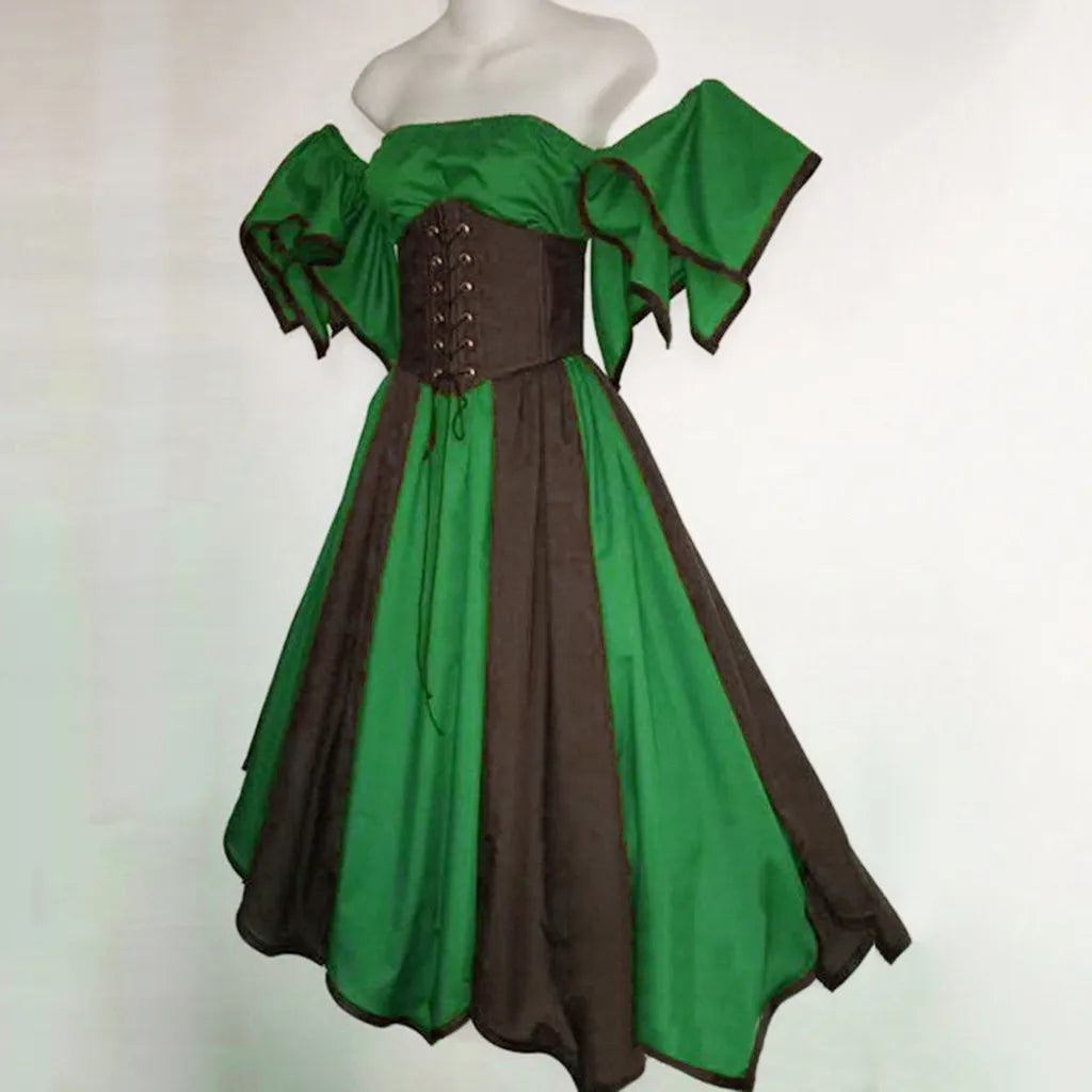 Petal Hem Medieval Carnival Costumes Lace Up Dresses