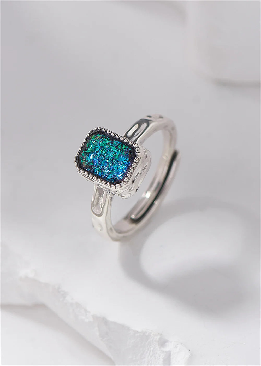 Miss Opal's S925 Sterling Silver Ring Square Opal