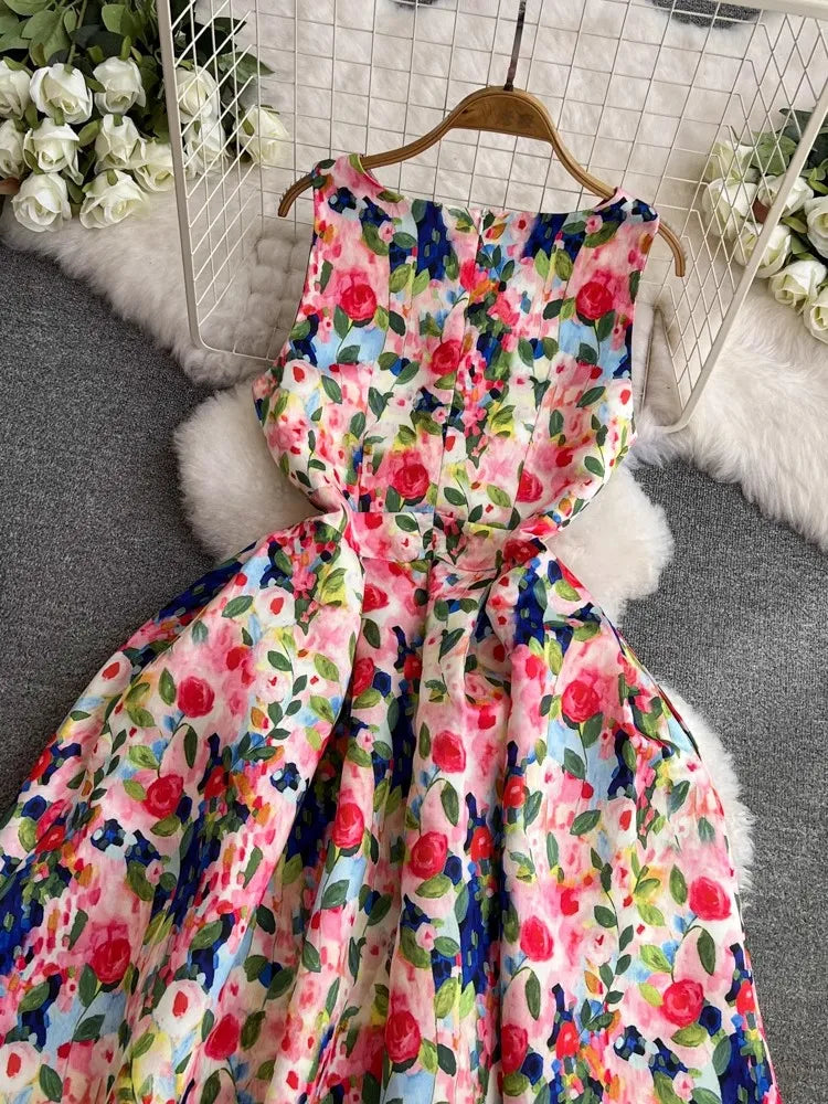 Spring Races Floral Tank Dress with Pockets