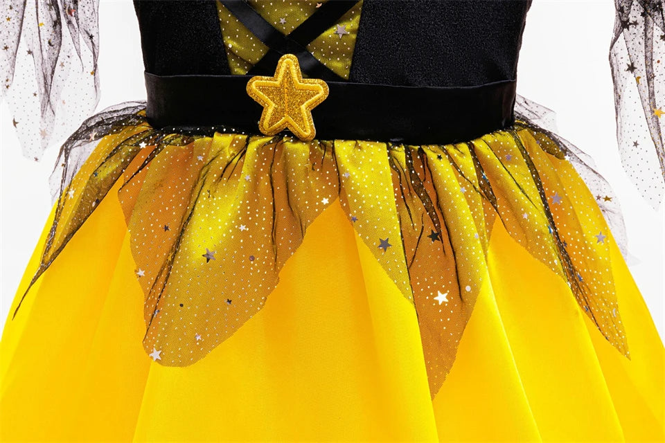 Girls Halloween Cosplay Yellow Witch Costume