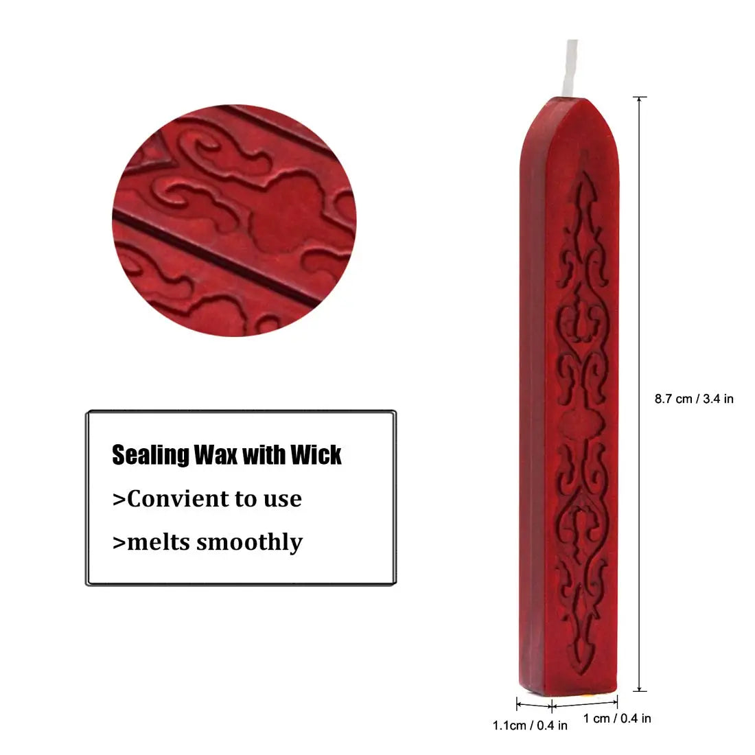 12PCS Blood Red Sealing Wax Sticks with Wick