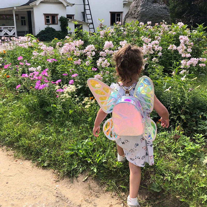 Mini Backpack Butterfly Wings Daypack Holographic Leather