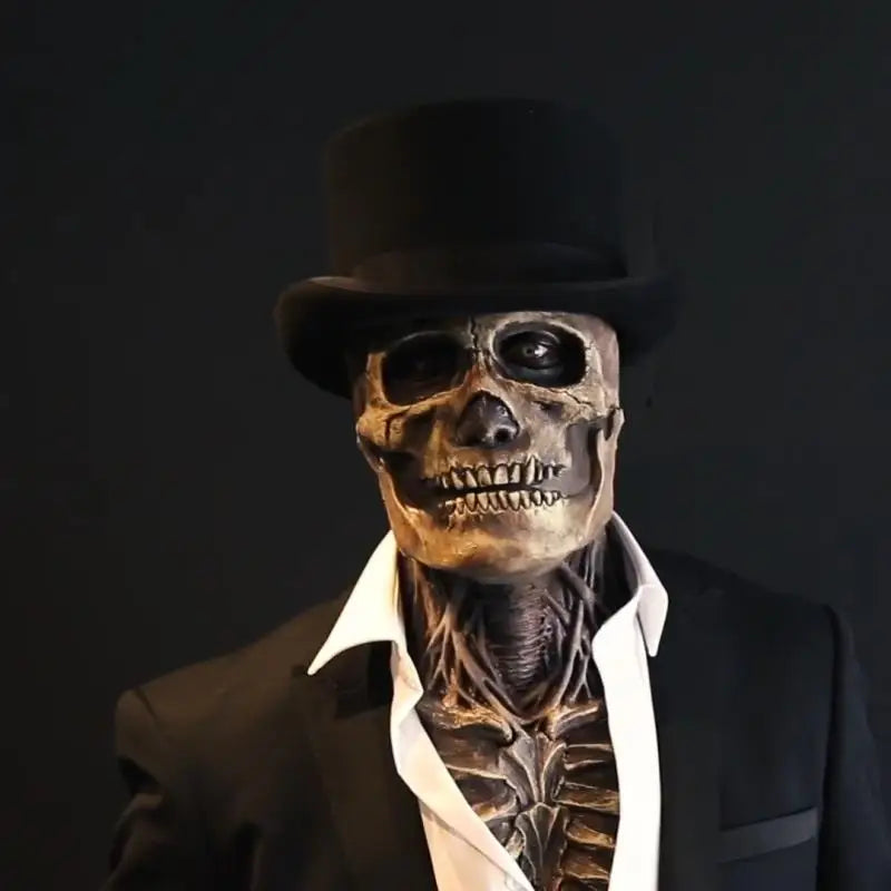 Skeleton Bio-Mask Halloween Horror Mask Cosplay Props Latex Full Skull Cap