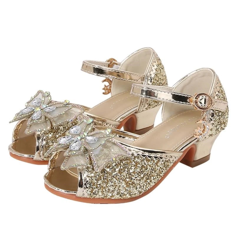 Party Shoes for Girls Glittery Butterfly Mary Jane Sandals Purple Gold Pink Blue
