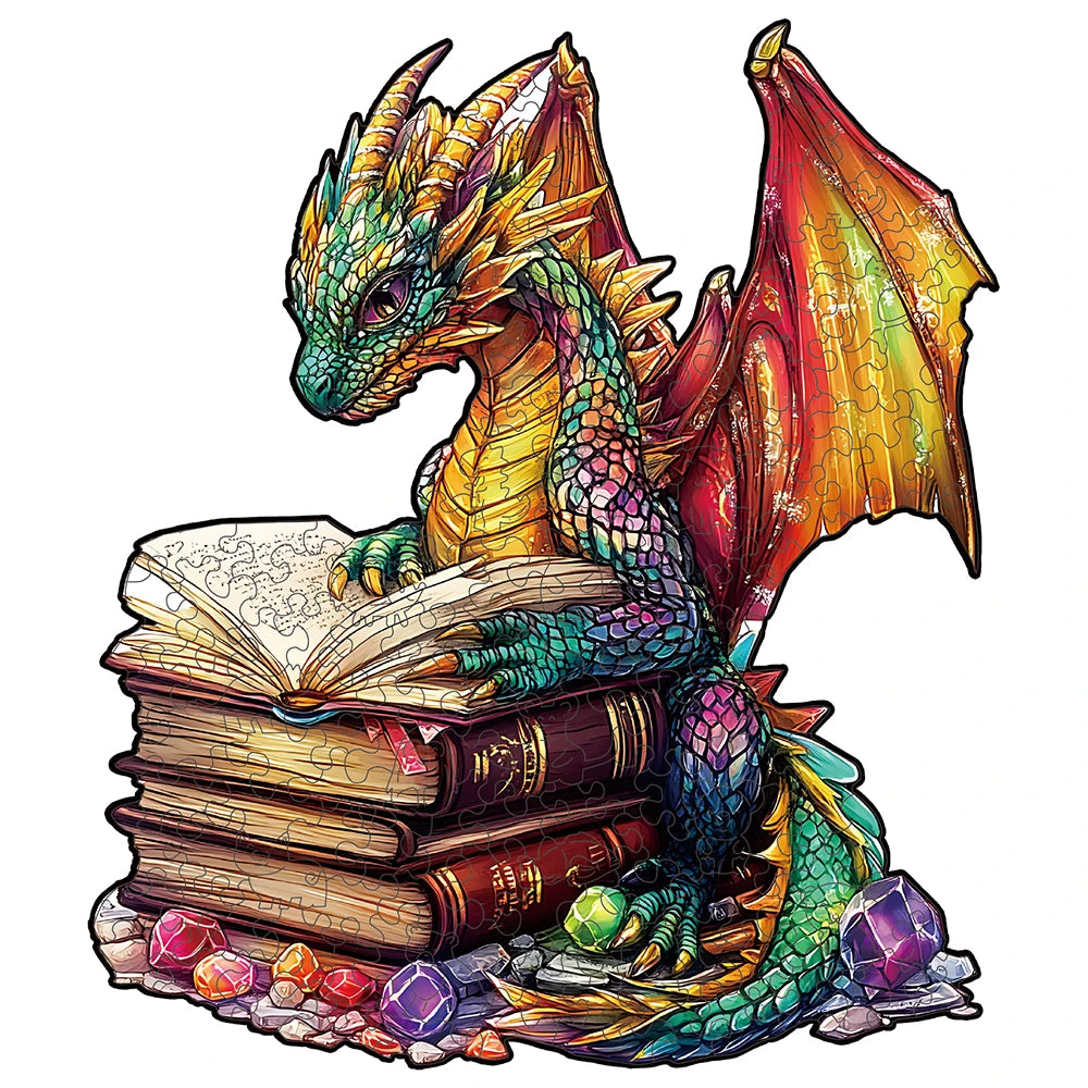 Magic Book Dragon Unique Shape Wooden Jigsaw Puzzles