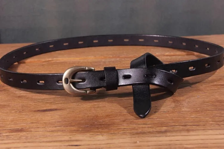 Maggy's Genuine Leather Women's Belt Pure Copper Button