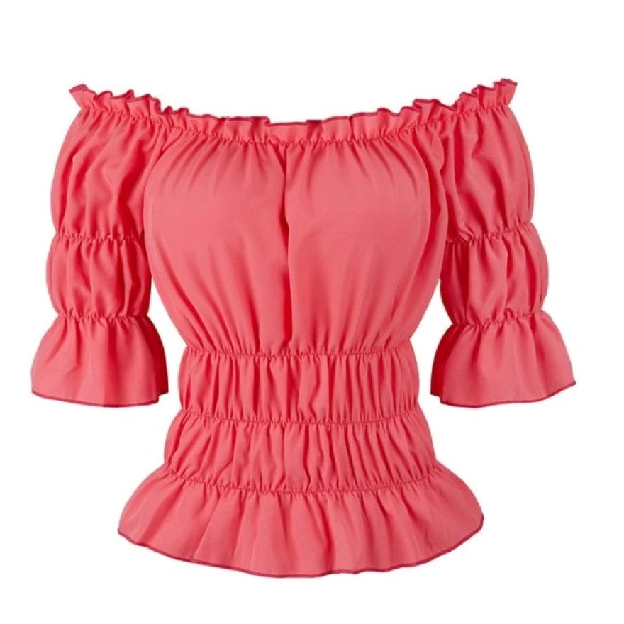16 Colours Medieval Renaissance Blouses Off Shoulder Steampunk Cosplay Pirate Shirt Corset Top