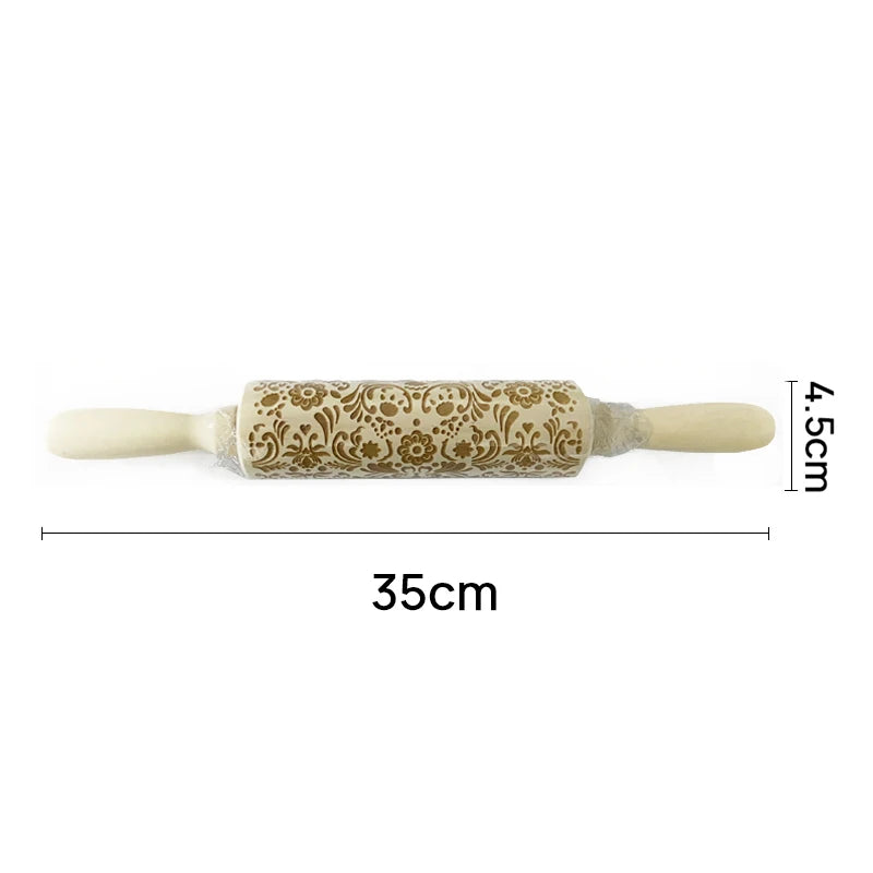 Christmas Wooden Embossing Print Rolling Pins