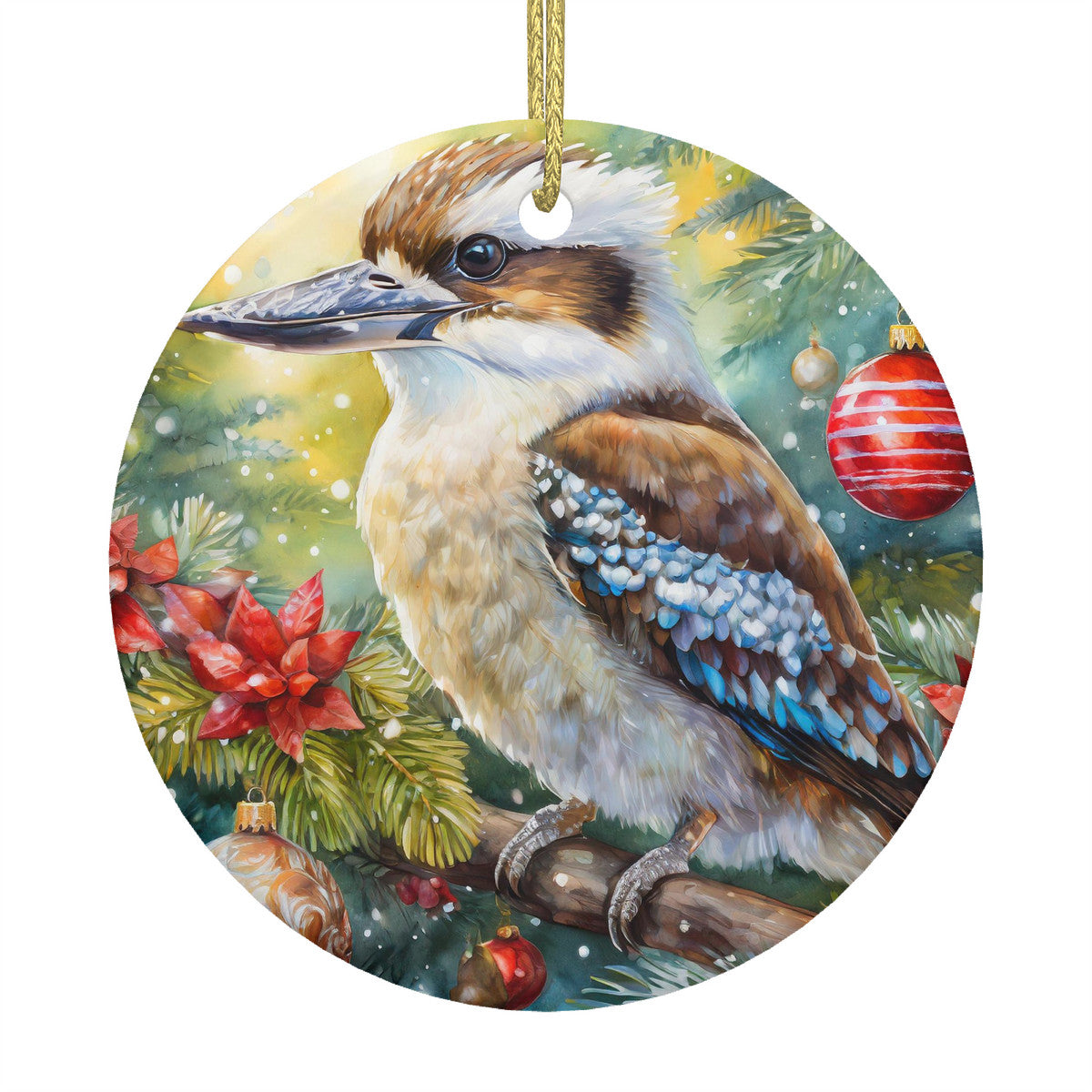 Kookaburra Ceramic Christmas Round Ornament