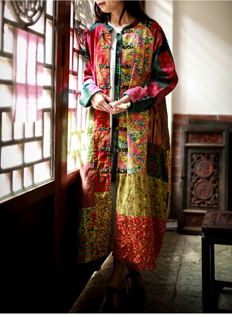 Vintage Cotton Linen Patchwork Coats