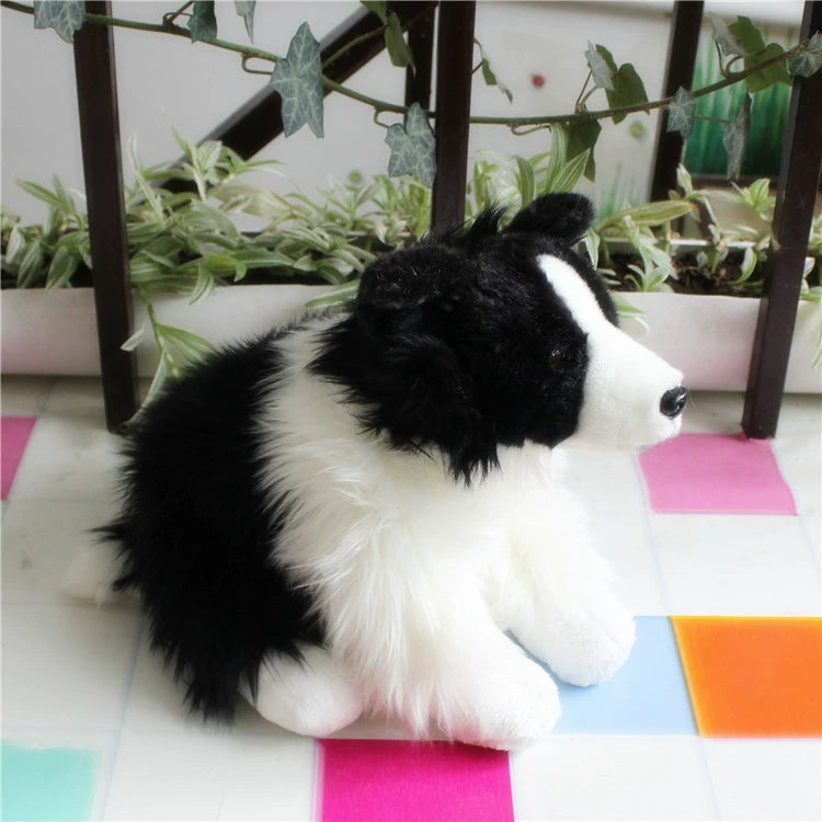 Border Collie Back & White Dog Puppy Plushie Toy