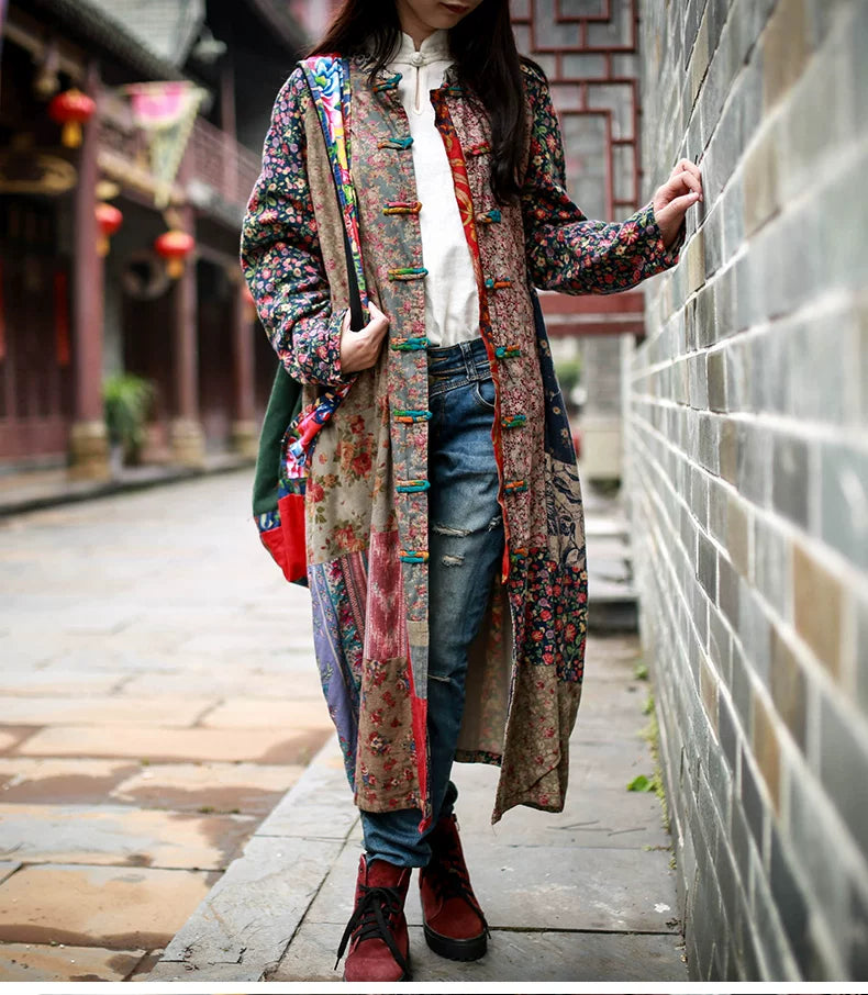 Vintage Cotton Linen Patchwork Coats