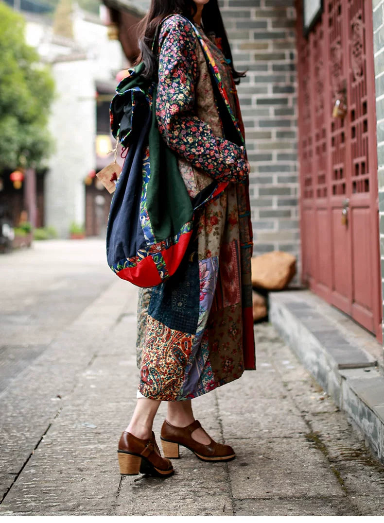 Vintage Cotton Linen Patchwork Coats