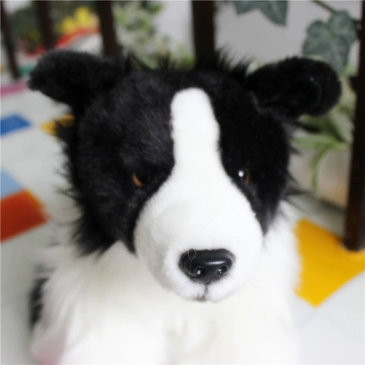 Border Collie Back & White Dog Puppy Plushie Toy