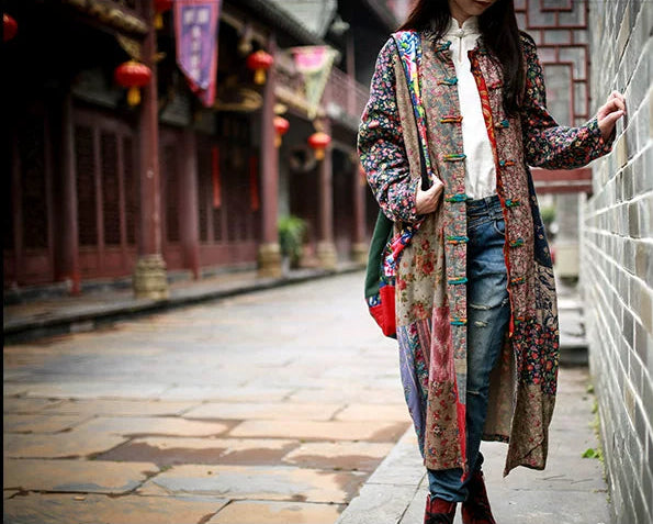 Vintage Cotton Linen Patchwork Coats