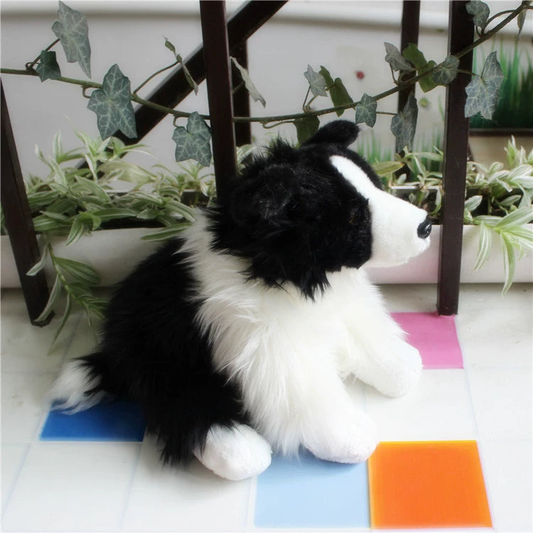 Border Collie Back & White Dog Puppy Plushie Toy