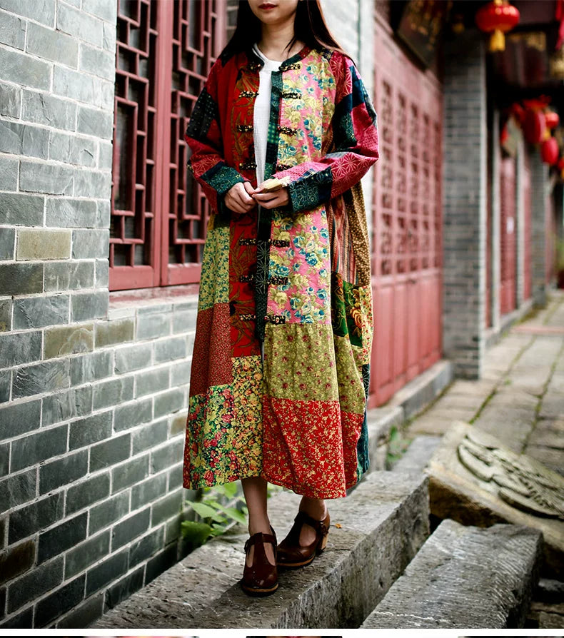 Vintage Cotton Linen Patchwork Coats