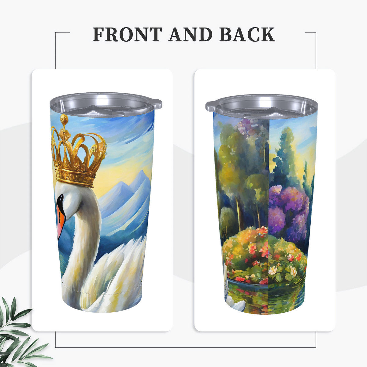 The Swan King 20oz Stainless Steel Straw Lid Cup