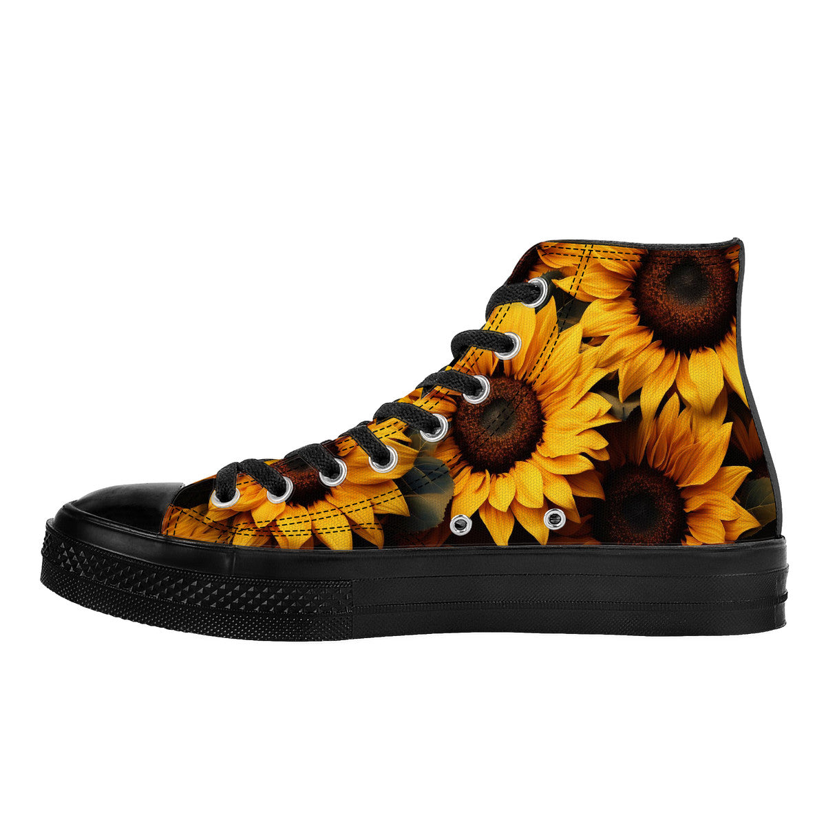 Sunflower Field Days High Top Canvas Shoes - Black