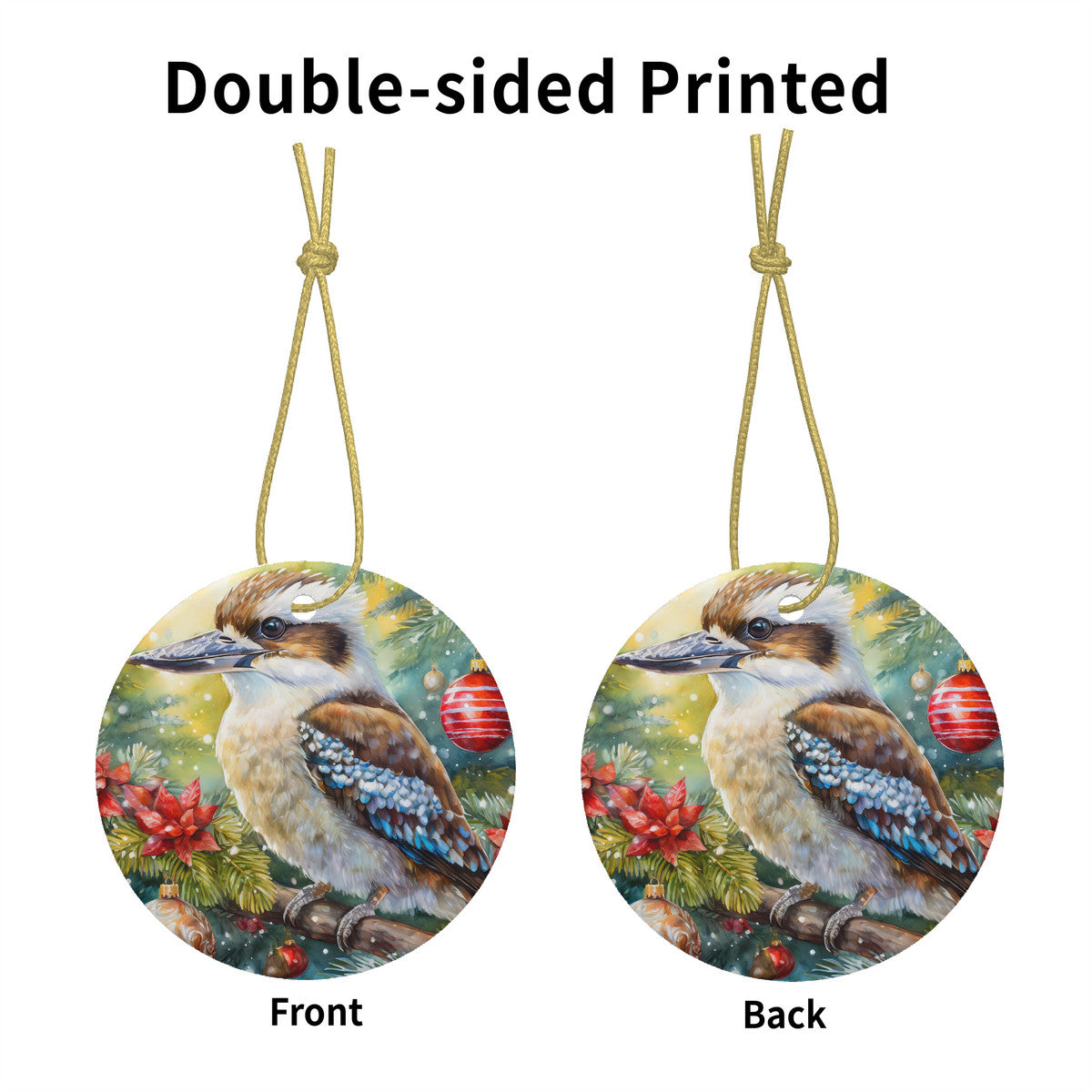 Kookaburra Ceramic Christmas Round Ornament