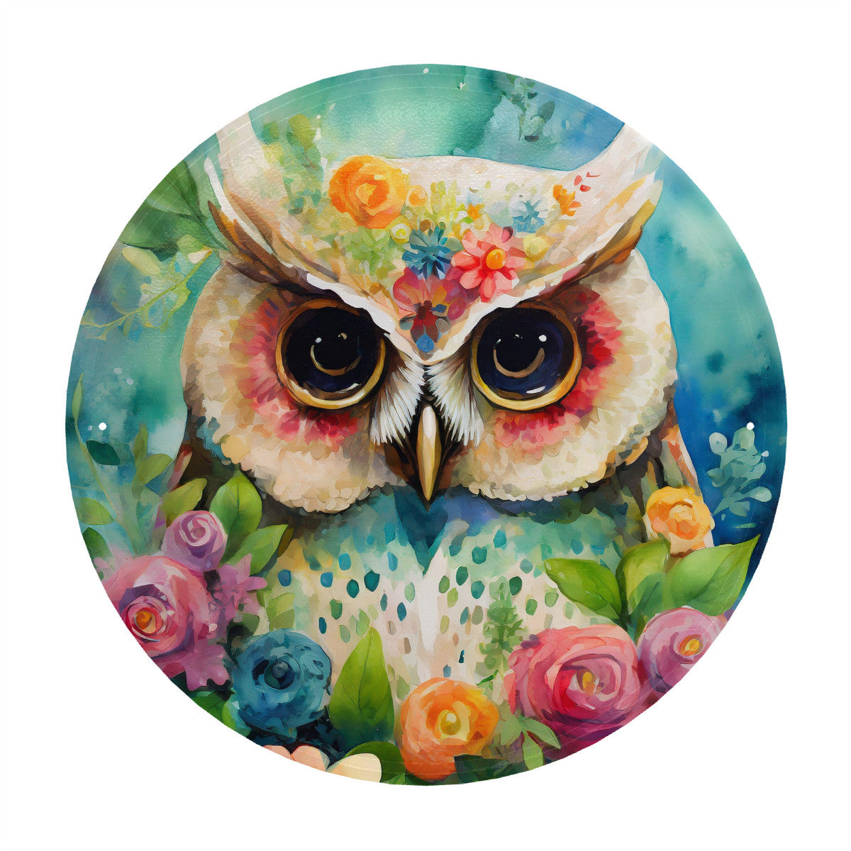 Garden Owl Round Steel Metal Wall Art Decor