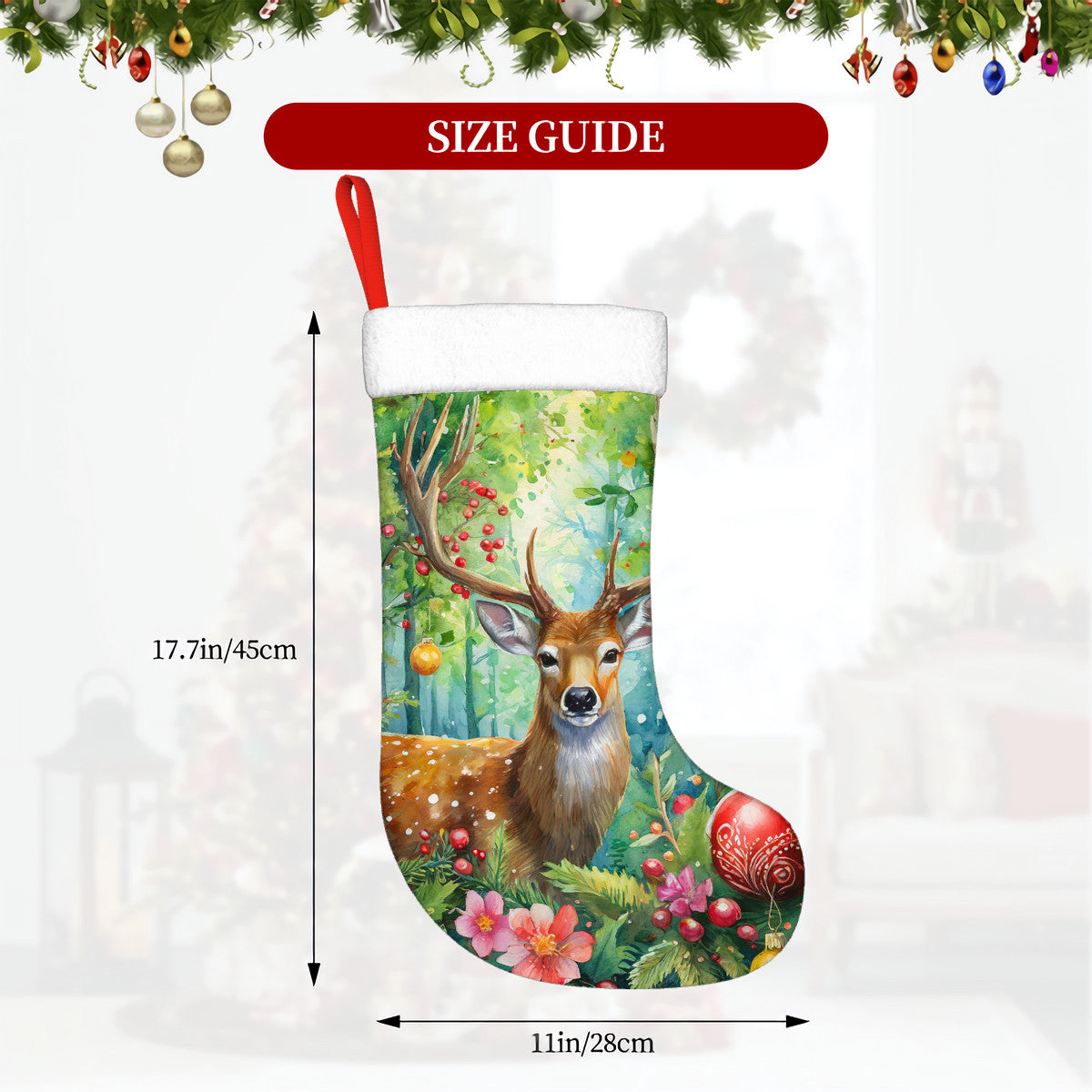 Woodland Deer & Peacock Christmas stockings