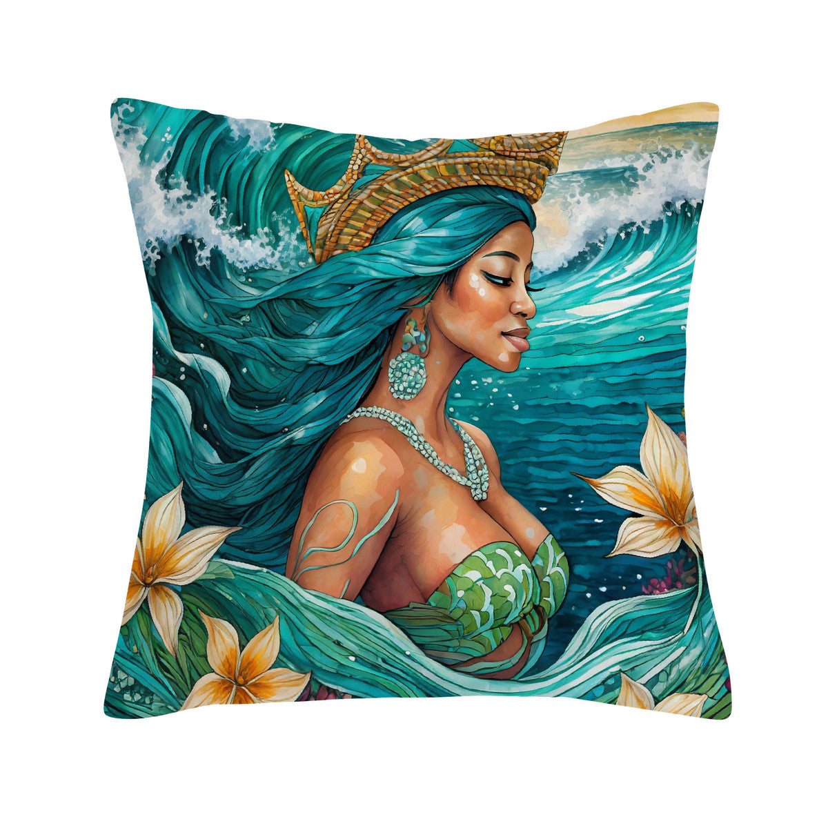 Teal Depths Mermaid Cushion Cover