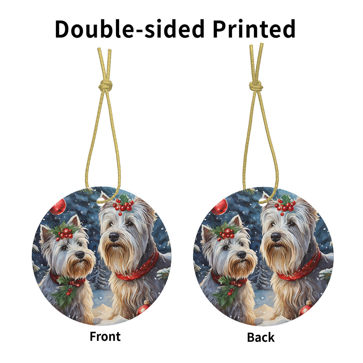 West Highland Terriers Ceramic Christmas Round Ornament