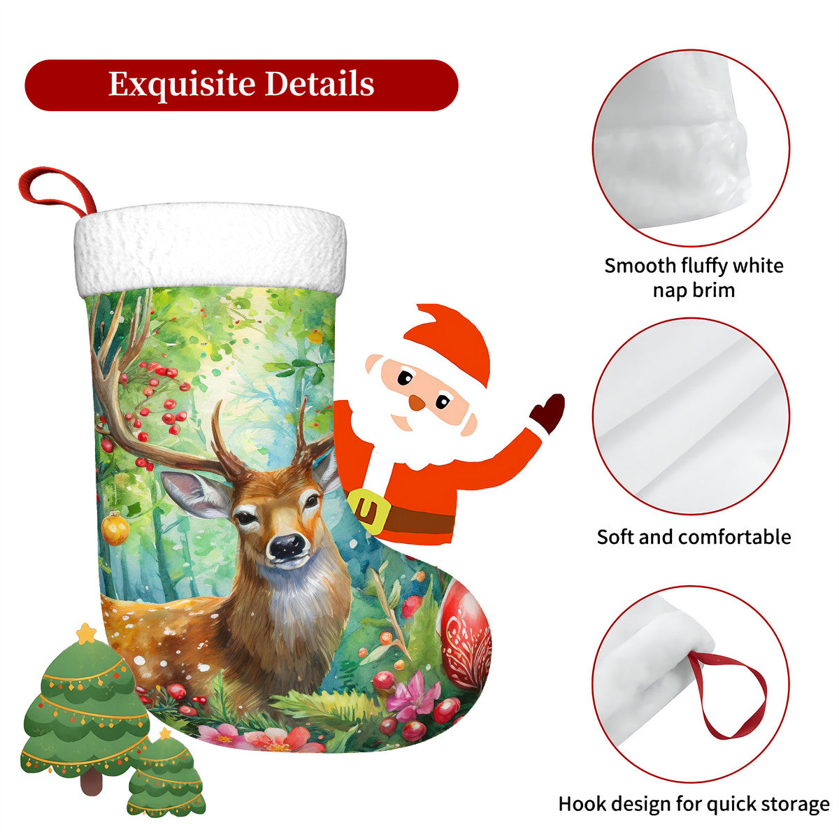 Woodland Deer & Peacock Christmas stockings